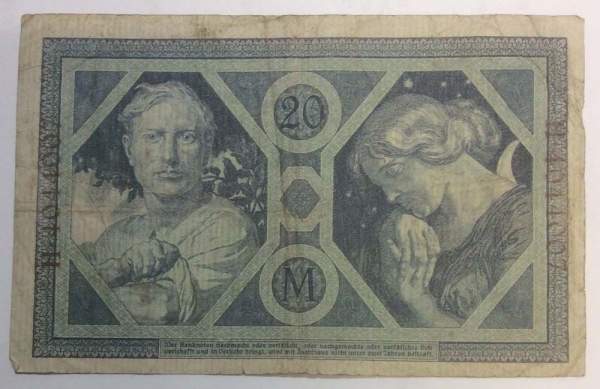 Банкнота 20 марок 1915 года Германия