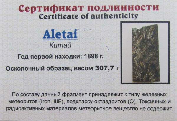 Спил метеорита Aletai, арт 2 Спил метеорита Aletai, арт 2