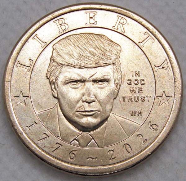 Монета 1 доллар США 2026 года, 250 лет независимости США, «Дональд Трамп», P Монета 1 доллар США 2026 года, 250 лет независимости США, «Дональд Трамп», P