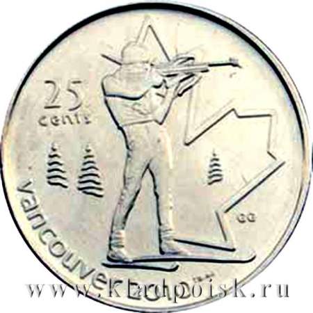 Монета  25 центов Канада, Олимпиада 2010 год Ванкувер - Биатлон