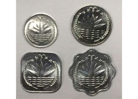 Набор монет Бангладеш 1974-1994, 4 монеты