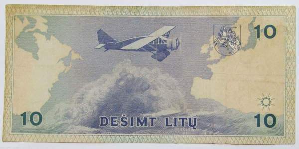 Банкнота 10 литов 1993 года Литва