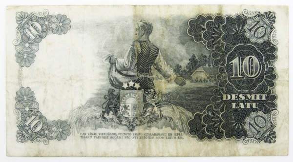 Банкнота 10 латов 1938 года Латвия
