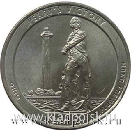 Монета 25 центов Победа Перри и Международный Мемориал Мира, монетный двор D