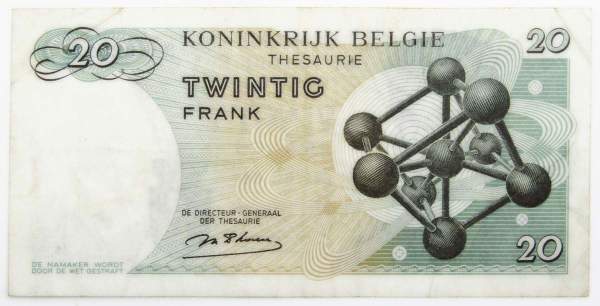 Банкнота 20 франков 1964 года Бельгия