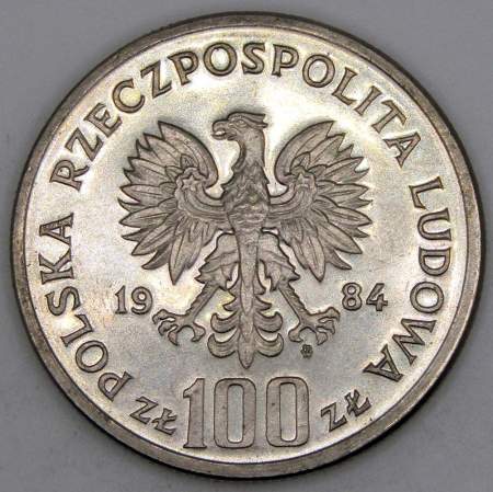 Монета 100 злотых Польша, 40 лет ПНР, 1984