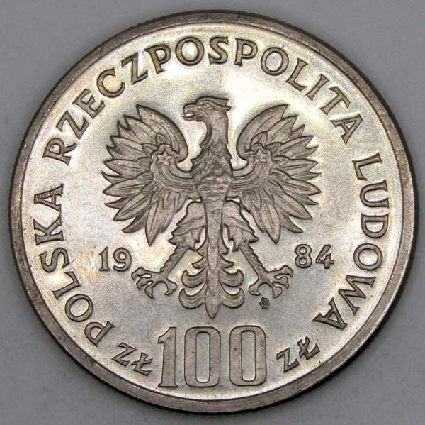 Монета 100 злотых Польша, 40 лет ПНР, 1984