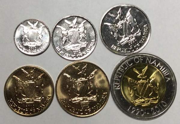 Набор монет Намибии 2010-2012 гг., 6 монет