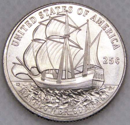 Монета 25 центов США 2026 года - 250 лет независимости - Мэйфлауэр, P