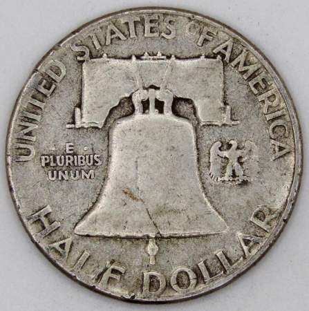 Монета 50 центов США Франклин, 1950 Серебро 900 пробы