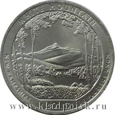 Монета 25 центов Национальный лес Белые горы, монетный двор P