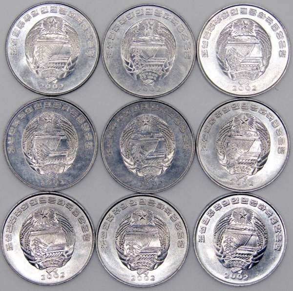 Набор памятных монет Северная Корея 2002 год, 9 монет Набор памятных монет Северная Корея 2002 год, 9 монет