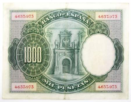 Банкнота 1000 песет 1925 года Испания