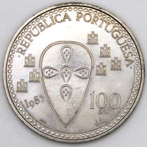 Монета 100 эскудо 1985 года 800 лет со дня смерти Короля Альфонсо Энрике, Португалия