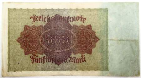 Банкнота 5000 марок 1922 года - Веймарская Республика, KM 78