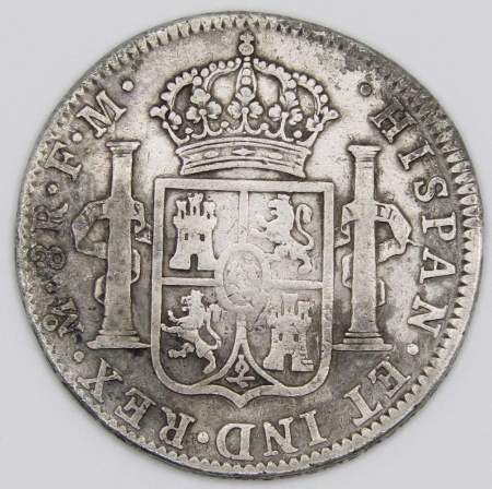 Монета 8 реалов 1796 года, Мексика (колония Испании) Король Карл IV, монетный двор Мехико