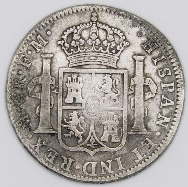 Монета 8 реалов 1796 года, Мексика (колония Испании) Король Карл IV, монетный двор Мехико