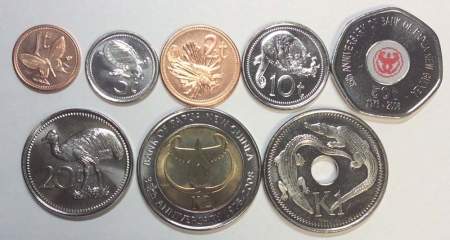 Набор монет Папуа - Новая Гвинея 2001-2008 гг., 8 монет