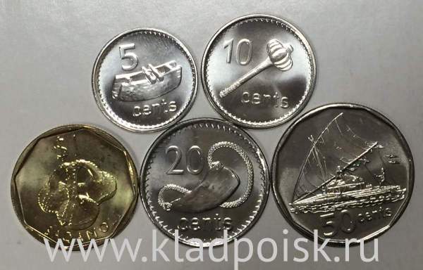 Набор регулярных монет Фиджи 2009-2010 гг, 5 монет