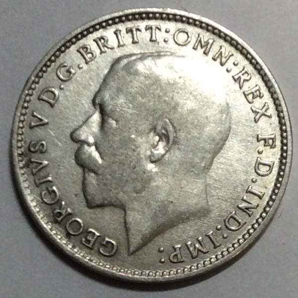 Монета 3 пенса 1922 года Великобритания