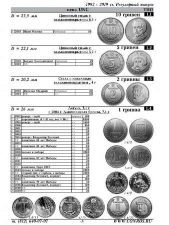 Каталог-справочник  Монеты Украины 1992-2020 годы