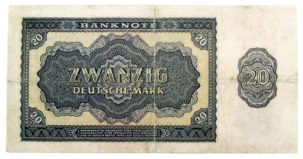 Банкнота 20 марок ГДР 1955 года Банкнота 20 марок ГДР 1955 года