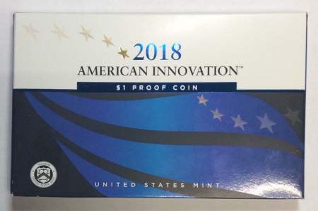 Монета 1 доллар США Первый патент серии Американские инновации и новаторы (2018) S, PROOF, футляр, сертификат