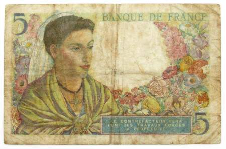 Банкнота 5 франков 1943 года Франция