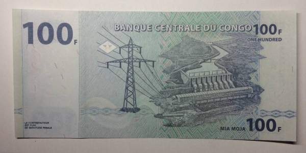 Банкнота Конго 100 франков 2007 года