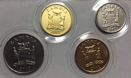 Набор регулярных монет Замбии 2012 года, 4 монеты