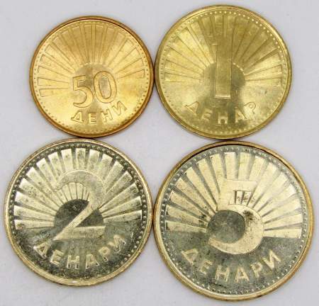 Набор регулярных монет Македонии, 1993-2014 гг. 4 монеты