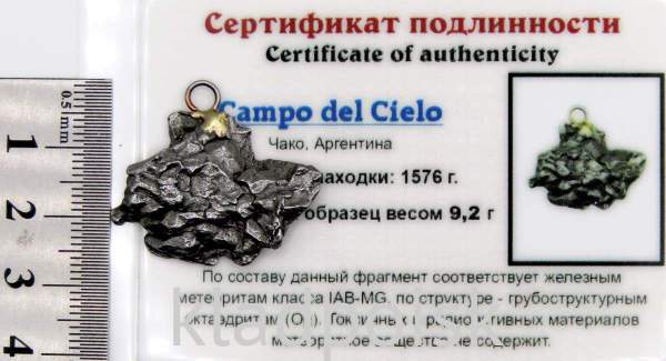 Подвеска из метеорита Campo del Cielo арт 1 Подвеска из метеорита Campo del Cielo арт 1