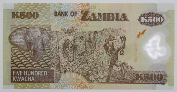 Банкнота 500 квач 2009 года Замбия