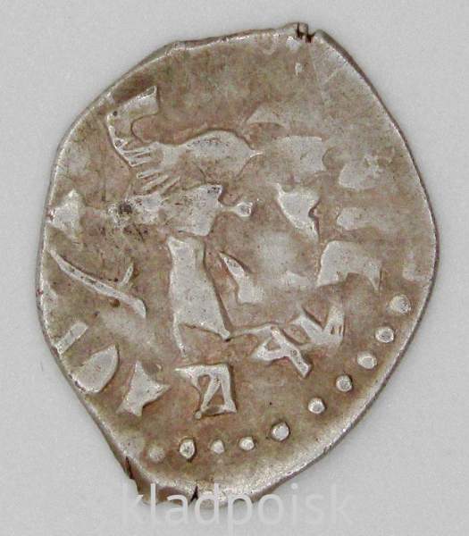 Денга Иван III Васильевич (чешуя), серебро, Новгород, Штемпели ручной резки, ПГ № 8122в Денга Иван III Васильевич (чешуя), серебро, Новгород, Штемпели ручной резки, ПГ № 8122в