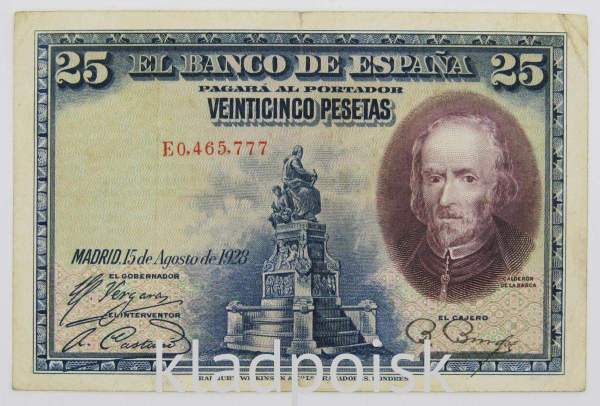 Банкнота 25 песет 1928 года Испания Банкнота 25 песет 1928 года Испания