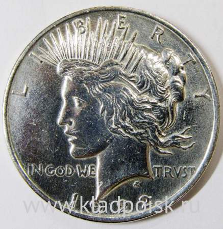 Монета 1 доллар США «Мир» 1922 года, Серебро 900 пр., арт 2