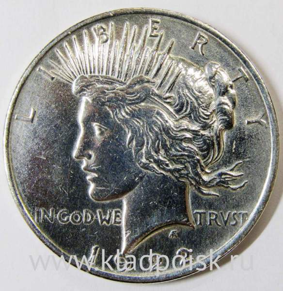 Монета 1 доллар США «Мир» 1922 года, Серебро 900 пр., арт 2