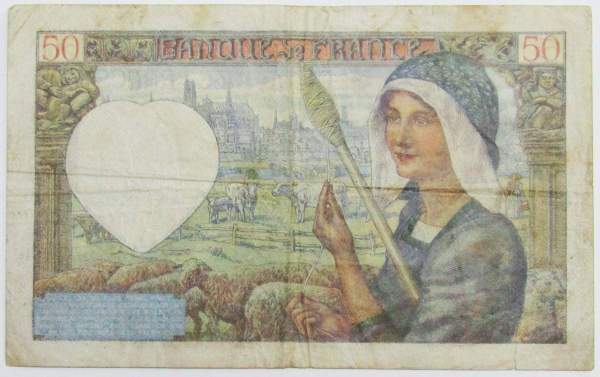 Банкнота 50 франков 1942 года Франция (Жак Кёр)