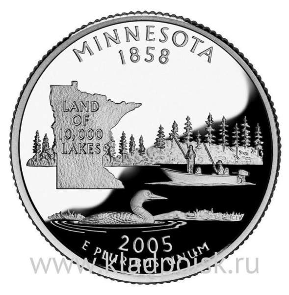 Монета 25 центов Штат Миннесота