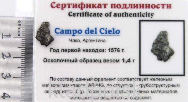 Осколок метеорита Campo del Cielo, арт 19