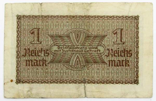 Банкнота 1 рейхсмарка 1939 года Германия