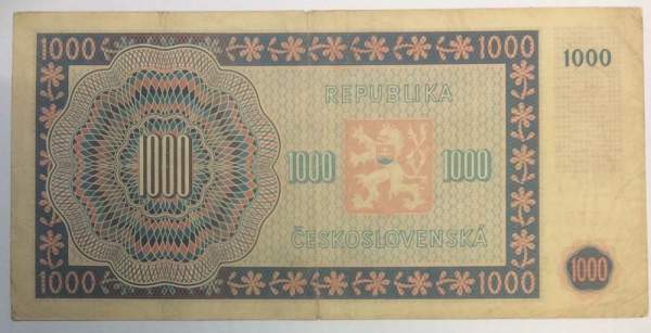 Банкнота 1000 крон 1945 года Чехословакия