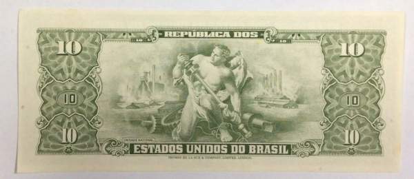 Банкнота Бразилия 10 крузейро 1961-1963 гг.