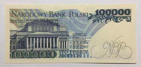 Банкнота 100000 злотых 1990 года Польша