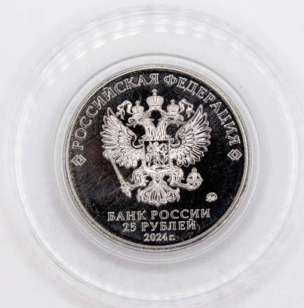Монета 25 рублей 25 лет со дня подписания Договора о создании Союзного государства 2024, цветная эмаль