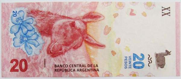 Банкнота Аргентина 20 песо 2017 года