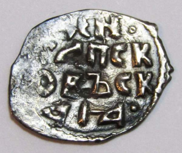 Денга Псковcкая, период самостоятельности, князь Довмонт/строчник, серебро, арт 4