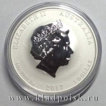 Монета 1 доллар Австралия 2017 Год петуха, серебро