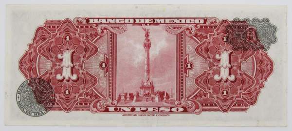Банкнота 1 песо 1965 года Мексика