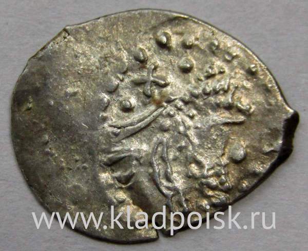 Денга Василий II Васильевич «Тёмный», серебро, Голова с бородой/человек с мечом, арт 2 Денга Василий II Васильевич «Тёмный», серебро, Голова с бородой/человек с мечом, арт 2